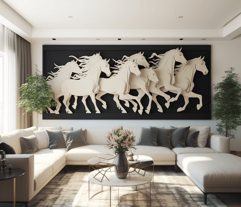 urban art with 8 horses